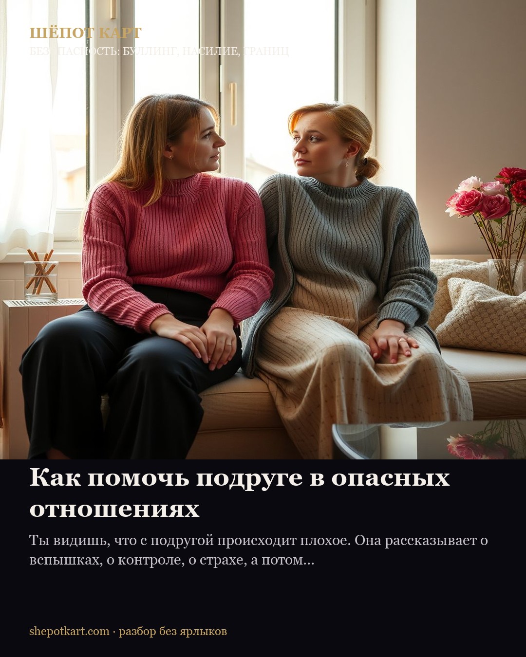 Как помочь подруге в опасных отношениях